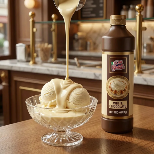 Бял шоколадов топинг за десерти и сладолед Don Gelato Premium