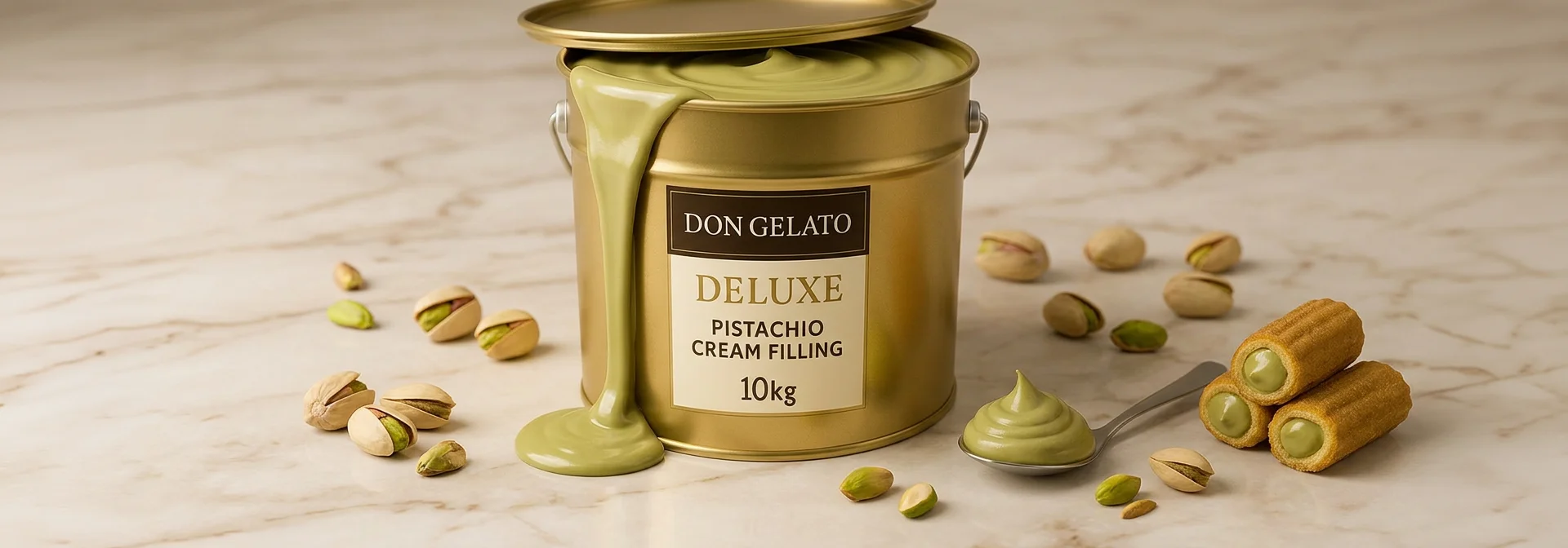 Крем пълнеж с шамфъстък Don Gelato Deluxe – фин шамфъстъчен крем за десерти
