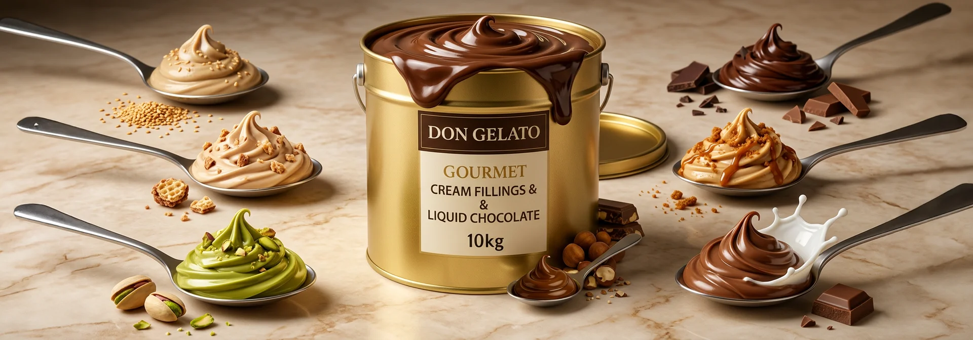 Крем пълнежи и течен шоколад Don Gelato – професионални кремове за десерти, гофрети и палачинки
