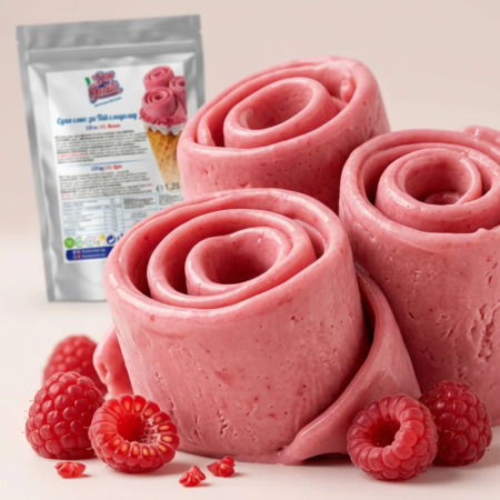 Макро текстура на тайландски сладолед малина Don Gelato