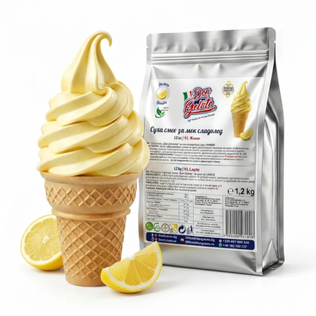 Суха смес за сладолед лимон премиум Don Gelato с мек сладолед във фунийка