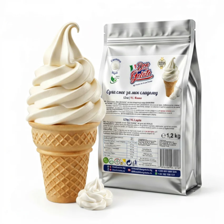 Суха смес за сметанов сладолед премиум Don Gelato с мек сладолед във фунийка