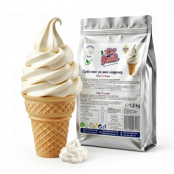 Суха смес за сметанов сладолед премиум Don Gelato с мек сладолед във фунийка