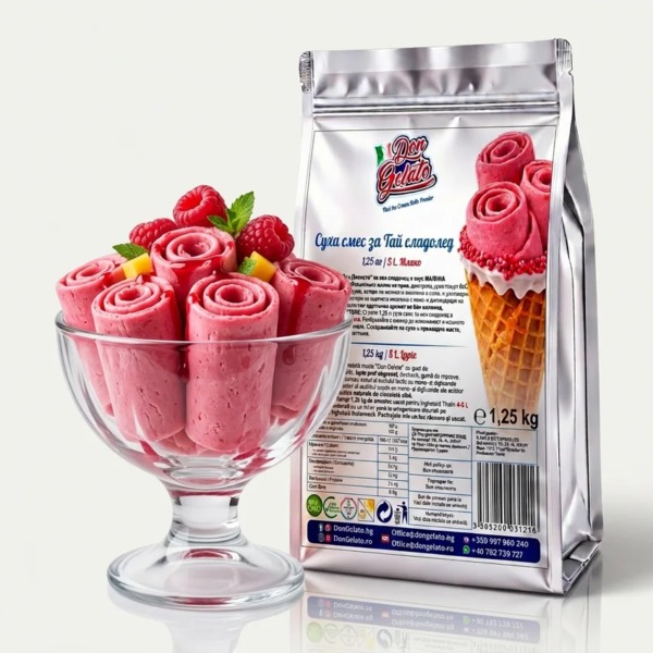 Тайландски сладолед малина рулца в купа Don Gelato