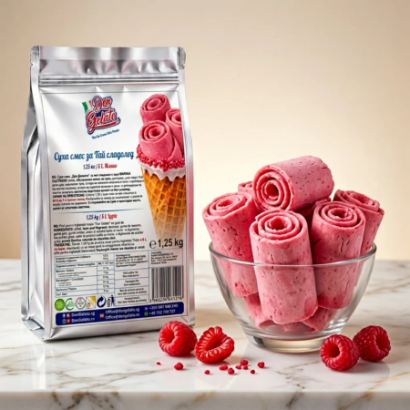 Тайландски сладолед малина в купа с плодове Don Gelato