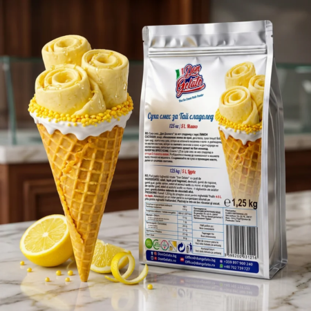 Тайландски сладолед лимон във вафлена фунийка Don Gelato