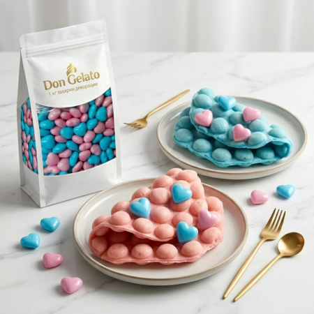 Бъбъл гофрети с розови и сини сърца Don Gelato