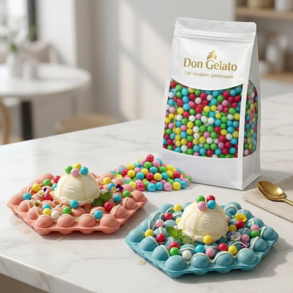 Бъбъл гофрети с цветни перли Don Gelato