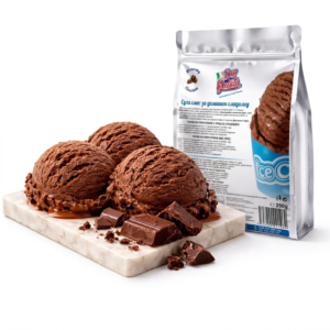 Суха смес за домашен сладолед шоколад Don Gelato Суха смес за домашен сладолед шоколад Don Gelato с три топки шоколадов сладолед и парчета шоколад