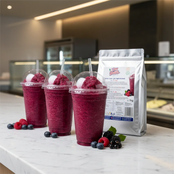 HoReCa витрина с няколко чаши скрежина горски плод за професионално сервиране