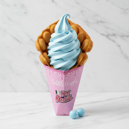 Сладолед синя дъвка премиум Don Gelato в бъбъл гофрета с млечно син цвят