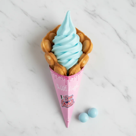 Сладолед синя дъвка с вода Don Gelato в бъбъл гофрета с млечно син цвят
