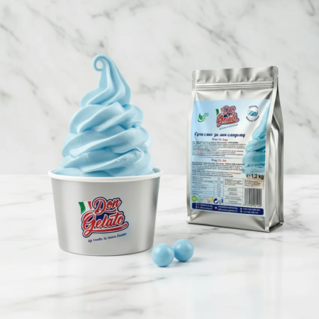 Сладолед синя дъвка с вода Don Gelato в десертна чаша с млечно син цвят