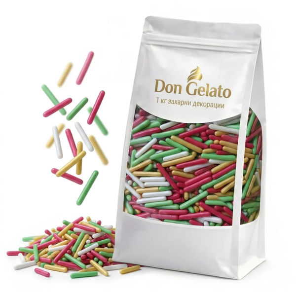Захарни спагети Maxi Stix микс – шарени пръчици Don Gelato