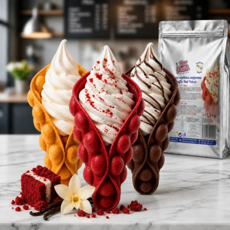 Суха смес за червени Bubble Waffle Red Velvet Don Gelato със съхранение на готова смес при 2–6°C