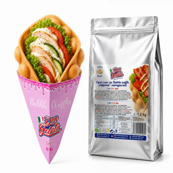 Готова солена Bubble Waffle Натурална Don Gelato със сандвич пълнеж за сервиране