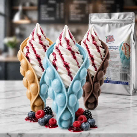 Суха смес за сини Bubble Waffle Smurfs Don Gelato със съхранение на готова смес при 2–6°C