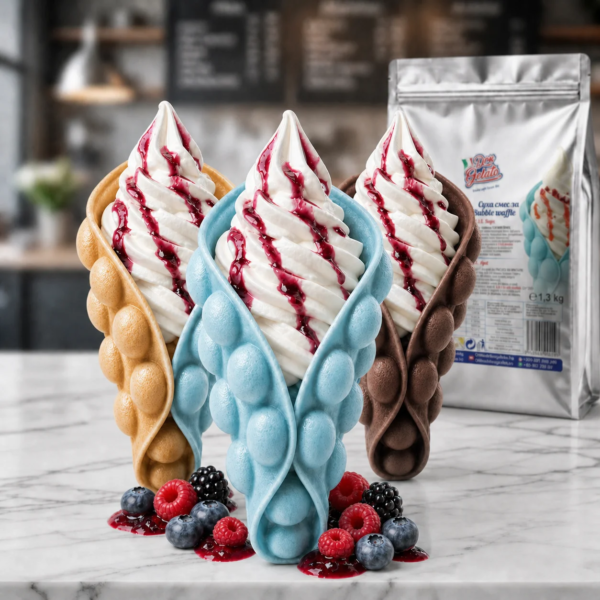 Суха смес за сини Bubble Waffle Smurfs Don Gelato със съхранение на готова смес при 2–6°C