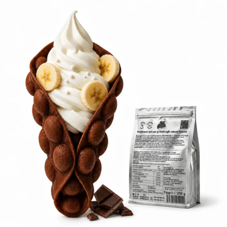 Концентрат за гофрети Bubble Waffle шоколад Don Gelato с готова шоколадова гофрета, сладолед и опаковка
