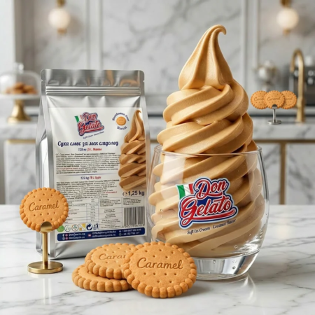 Мек сладолед карамелена бисквитка Don Gelato в чаша