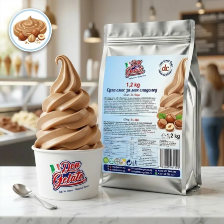 Мек сладолед лешников крем с вода Don Gelato в сладоледен магазин