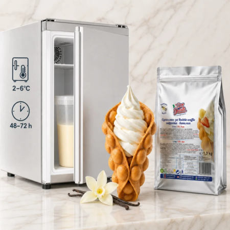 Суха смес за Bubble Waffle ванилия Don Gelato със съхранение на готова смес при 2–6°C