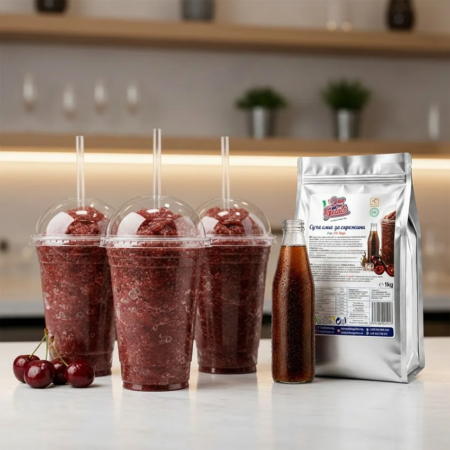 HoReCa витрина с няколко чаши скрежина чери кола за професионално сервиране