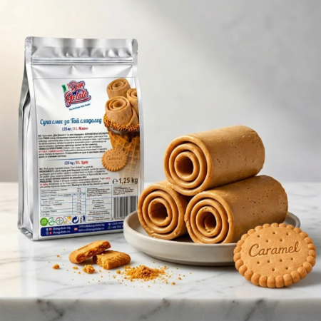 Тайландски сладолед карамелена бисквитка рулца Don Gelato